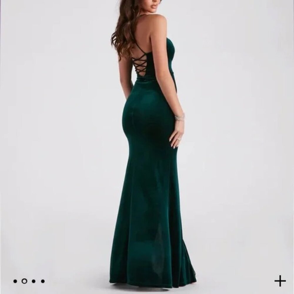 Nwt Windsor Womens Formal Green Velour Dress - Picture 3 of 7